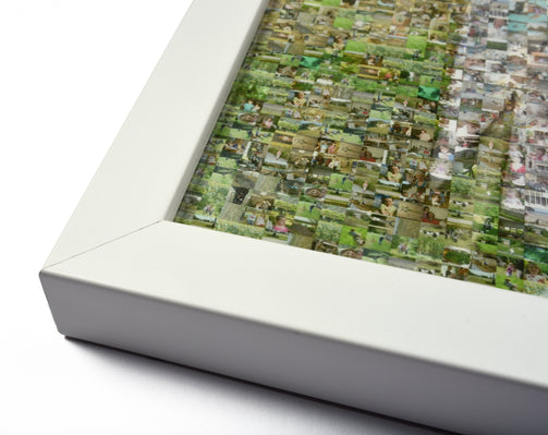 Corner of personalized photo mosaic frame